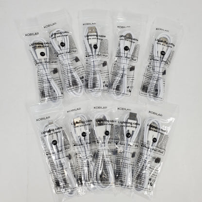 Lot Of 10 New Kobilar Lightning Cable Sync and Charge 213-01 140-1