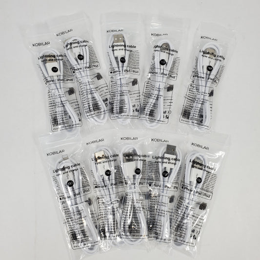 Lot Of 10 New Kobilar Lightning Cable Sync and Charge 213-01 140-1