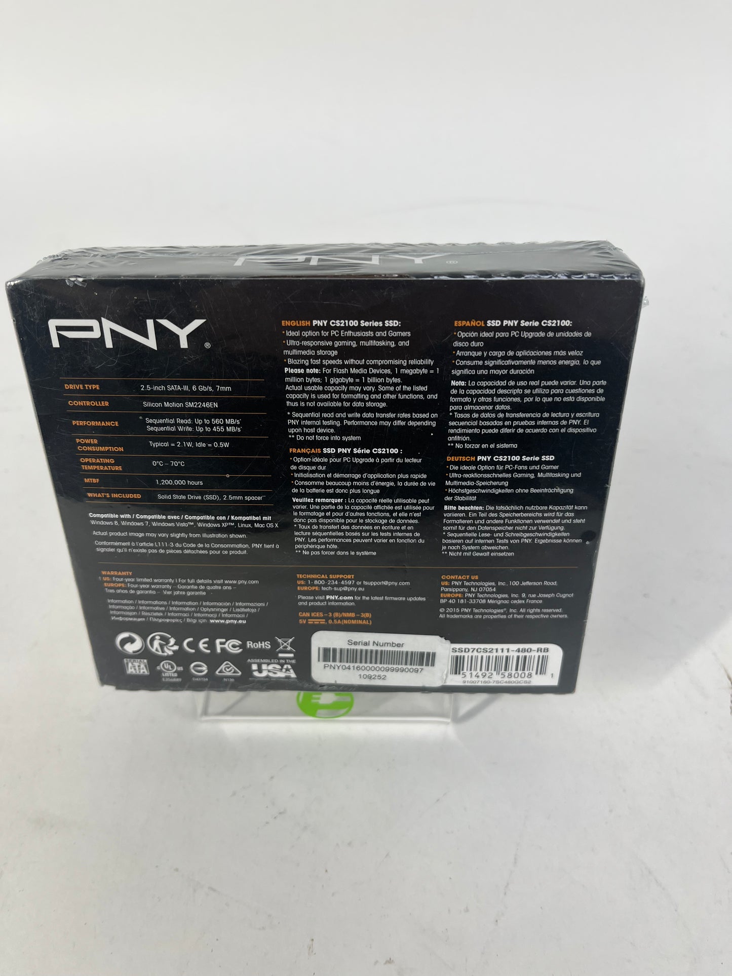 New PNY Portable 480 GB 480GB SATA SSD SSD7CS2111-480-RB