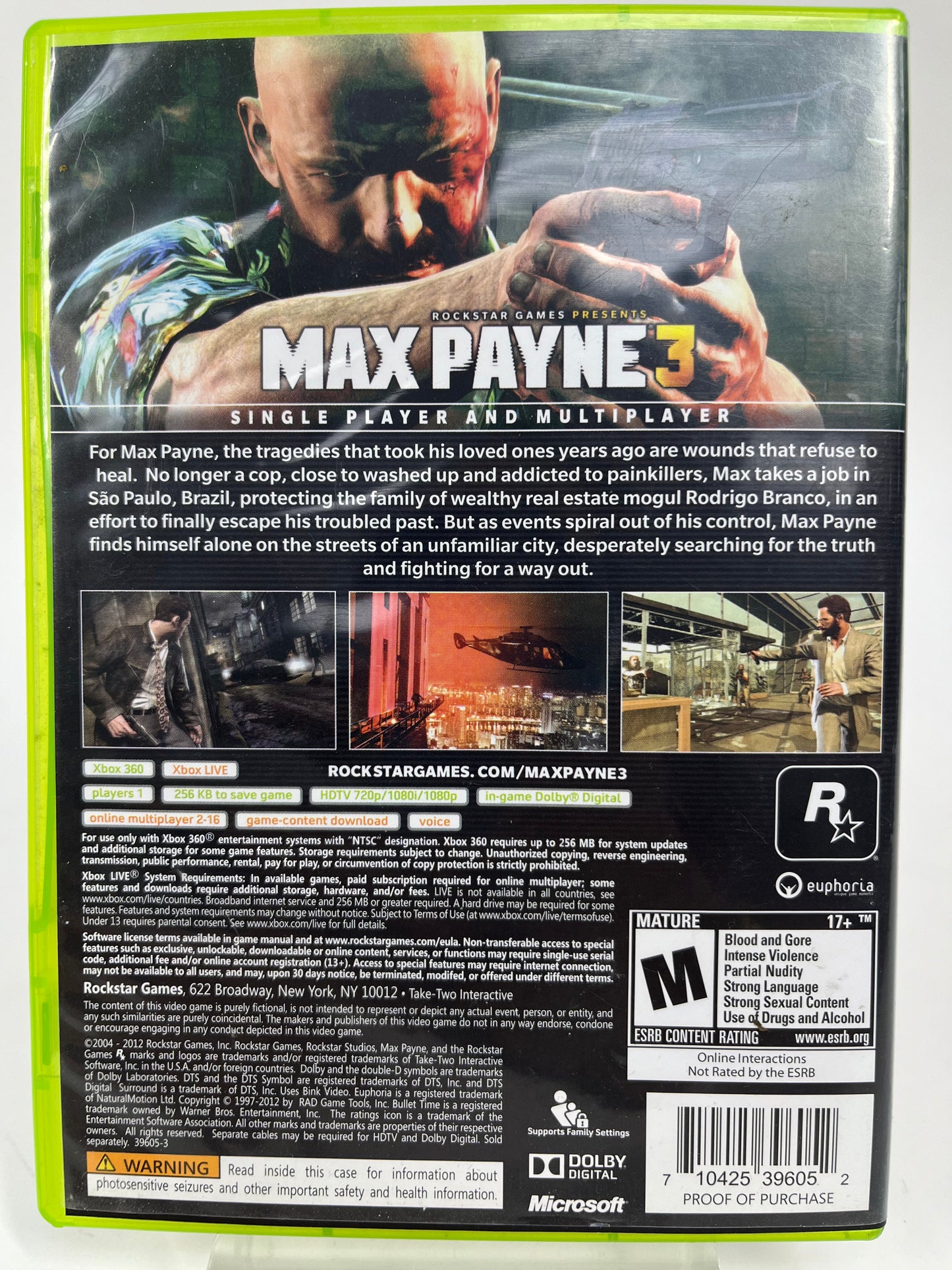 Max Payne 3 (Microsoft Xbox 360, 2012)