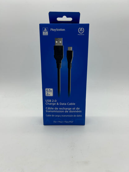 New PowerA USB 2.0 Charge &amp; Data Cable Black For Playstation